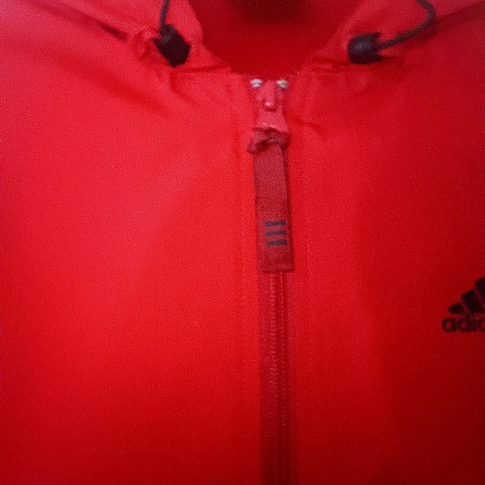 Adidas Men's Sporty Red Striped ClimaProof Hooded Pullover Windbreaker Jacket S - Picture 4 of 15